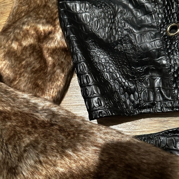 Faux Leather Skirt And Jacket Set - Picture 4 of 5